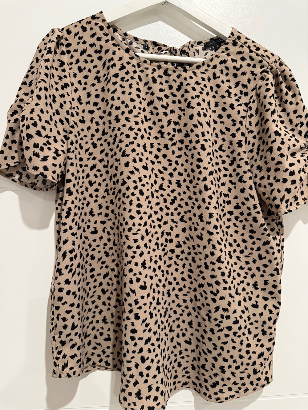 Papermoon Black & Beige Leopard Print Short Sleeve Blouse